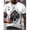 Spade A Print, Men's Graphic Design Crew Neck Active T-shirt, Casual Comfy Tees For Summer, Men's Clothing Tops For Daily Gym Workout Running