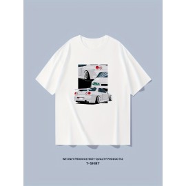 Cotton Car Painting Print, Men's Graphic Design Crew Neck T-shirt, Casual Comfy Tees Tshirts For Summer, Men's Clothing Tops For Daily Vacation Resorts Cotton Car Painting Print, Men's Graphic Design Crew Neck T-shirt, Casual Comfy Tees Tshirts For Summer, Men's Clothing Tops For Daily Vacation Resorts